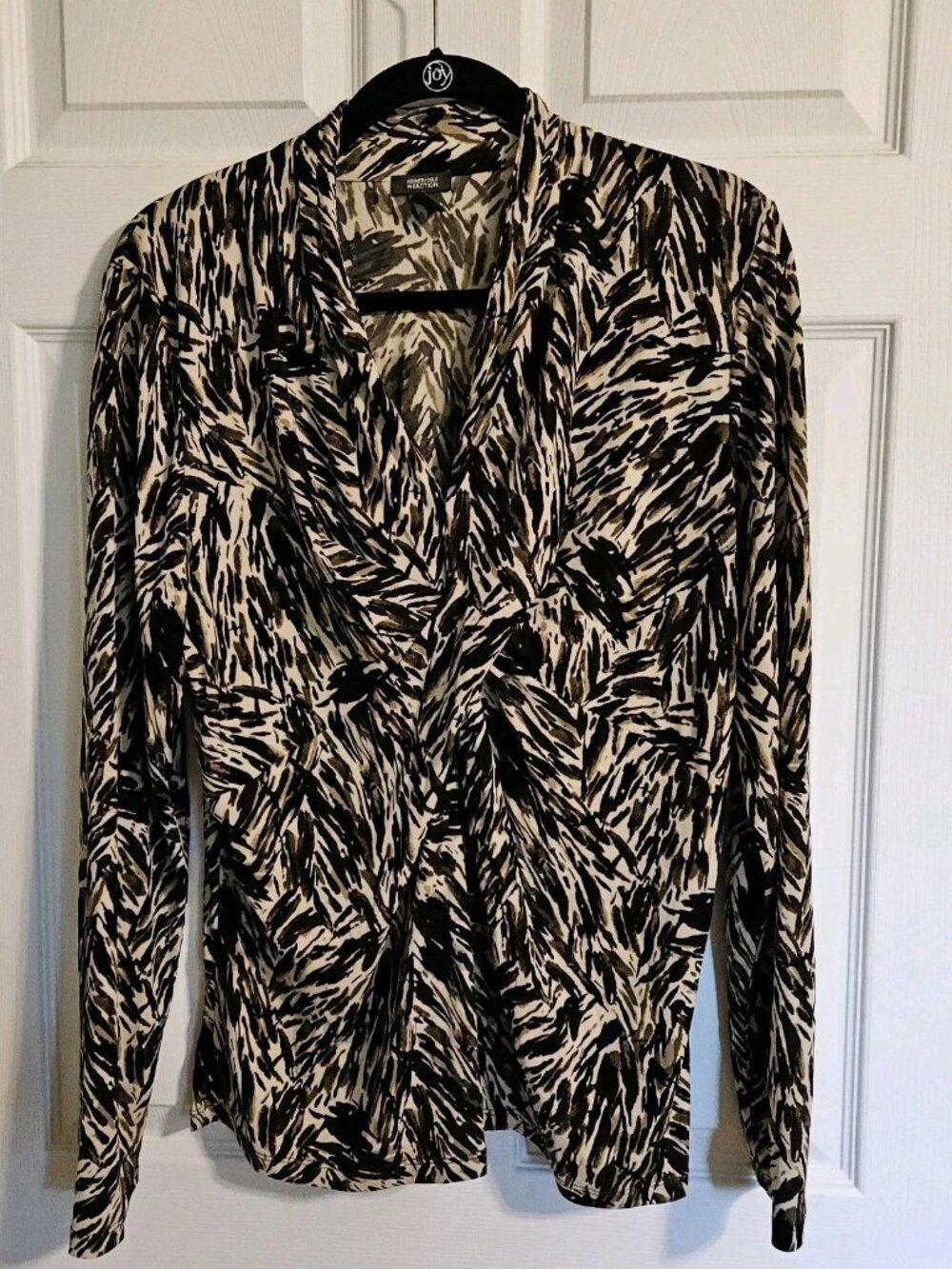 XL Kenneth Cole Reaction Blouse Multi Color Brown, Black & Cream